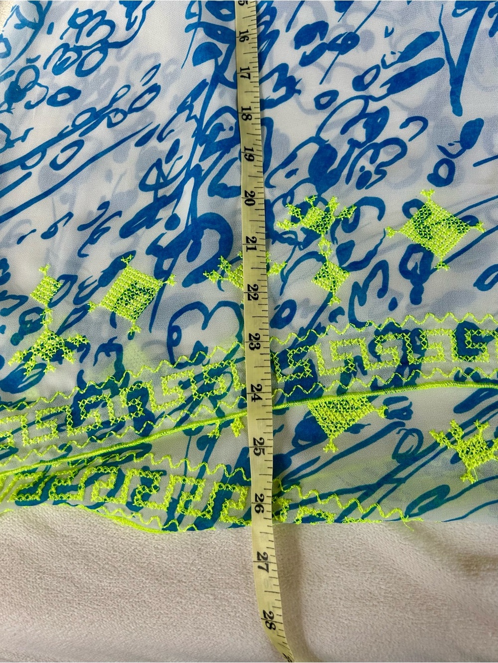 Sundance Women’s Blue & Neon Yellow Beach Cover-Up Boho Tunic Sz M - Picture 5 of 6